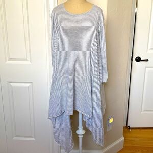 Brynn Walker asymmetric Stripes tunic blouse USA Lagenlook Womens XS oversized
